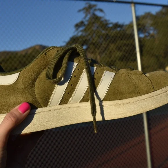 adidas Campus Olive Green White Women's Sneakers - Picture 7 of 14